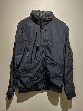 Stone Island Black Crinkle Reps Jacket with Sleeve Badge